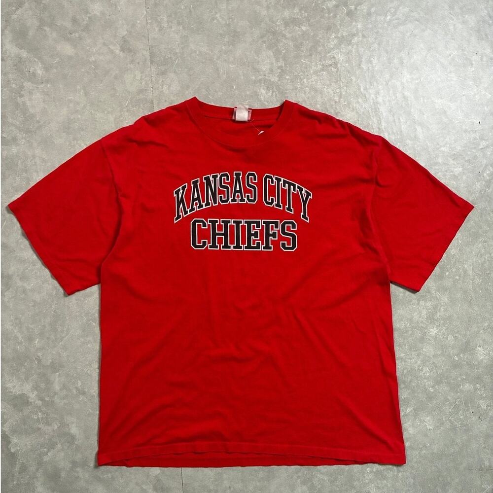 90s Vintage Kansas City Chiefs NFL Block Letters Red T-Shirt -XL